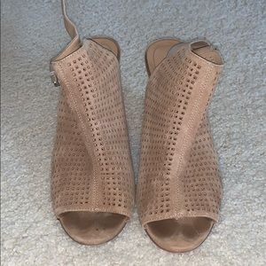 Tan Suede Block Heels